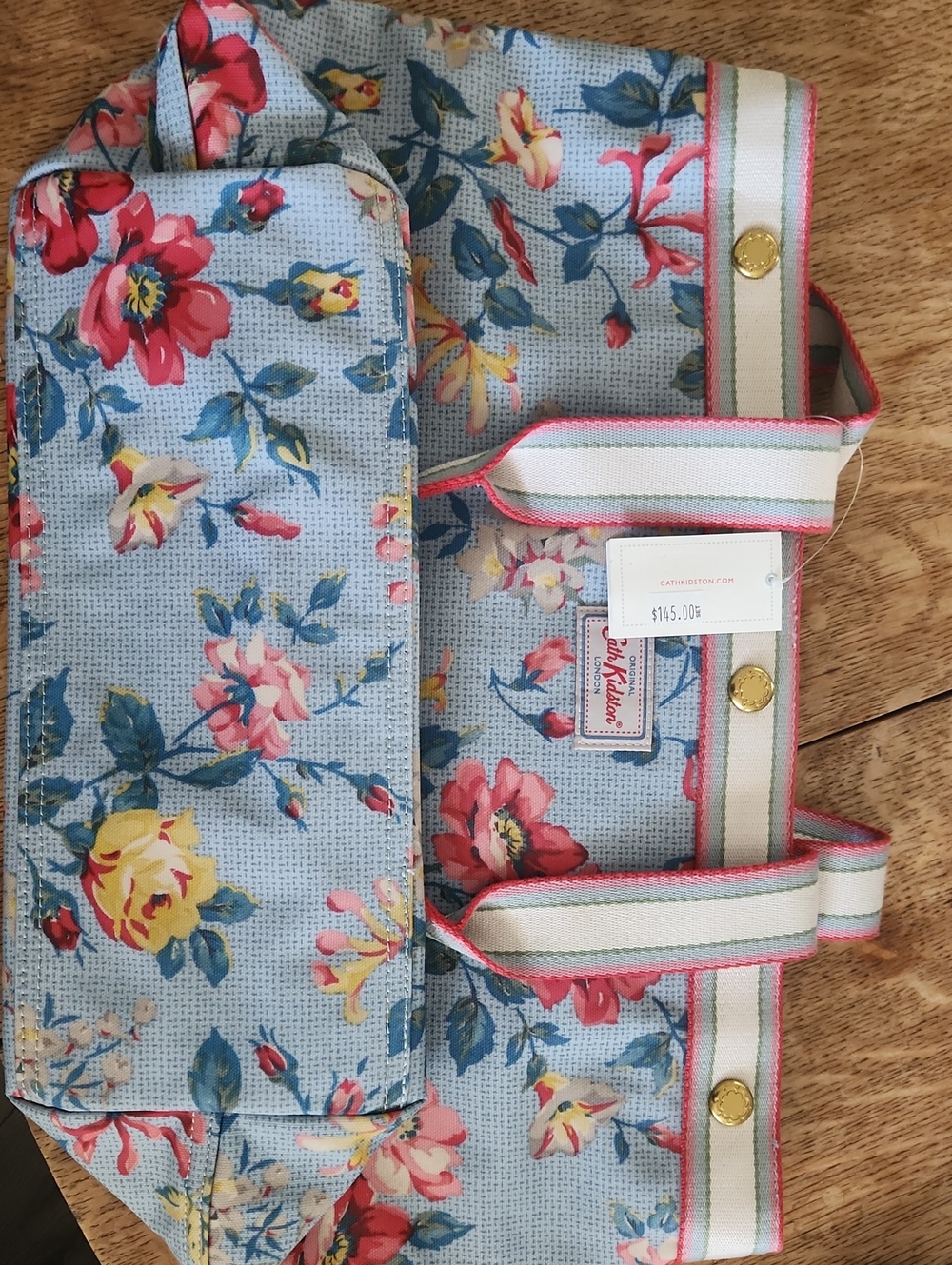 Cath Kidston Blue Floral Tote with Pink and Yellow Flowers